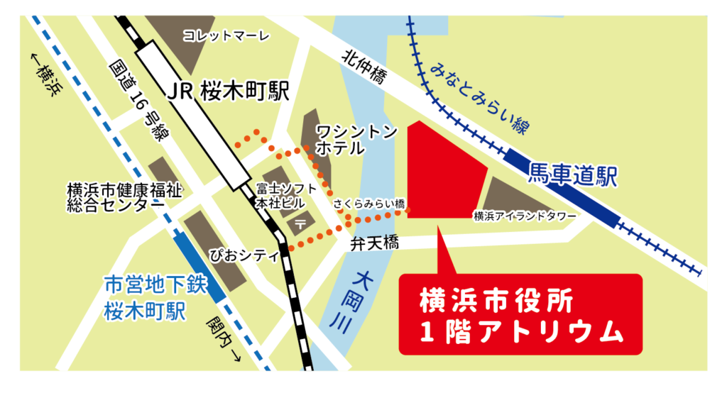 【地図】横浜市役所